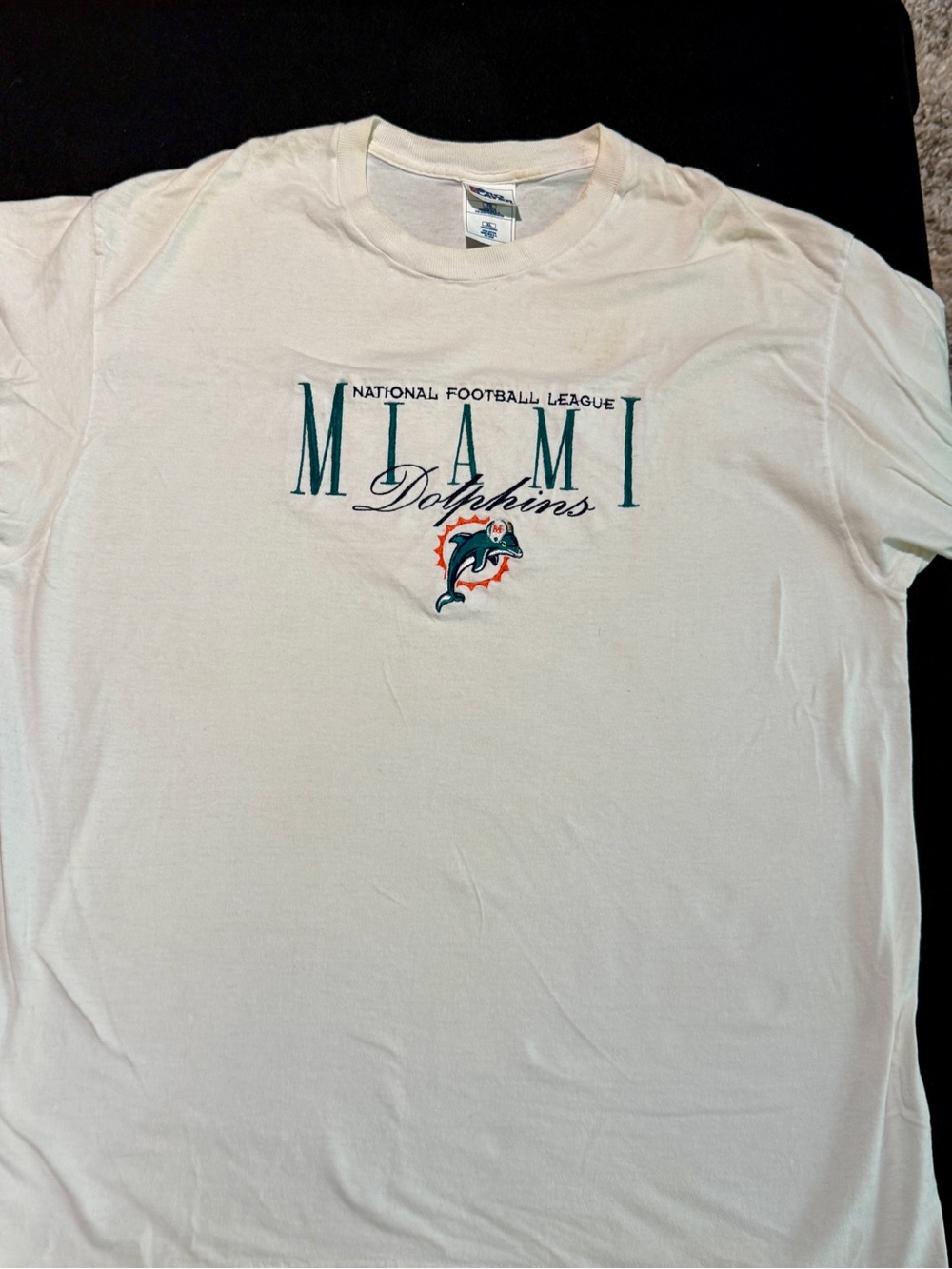 Pro Player Miami Dolphins White Tee with Teal & Orange Logo